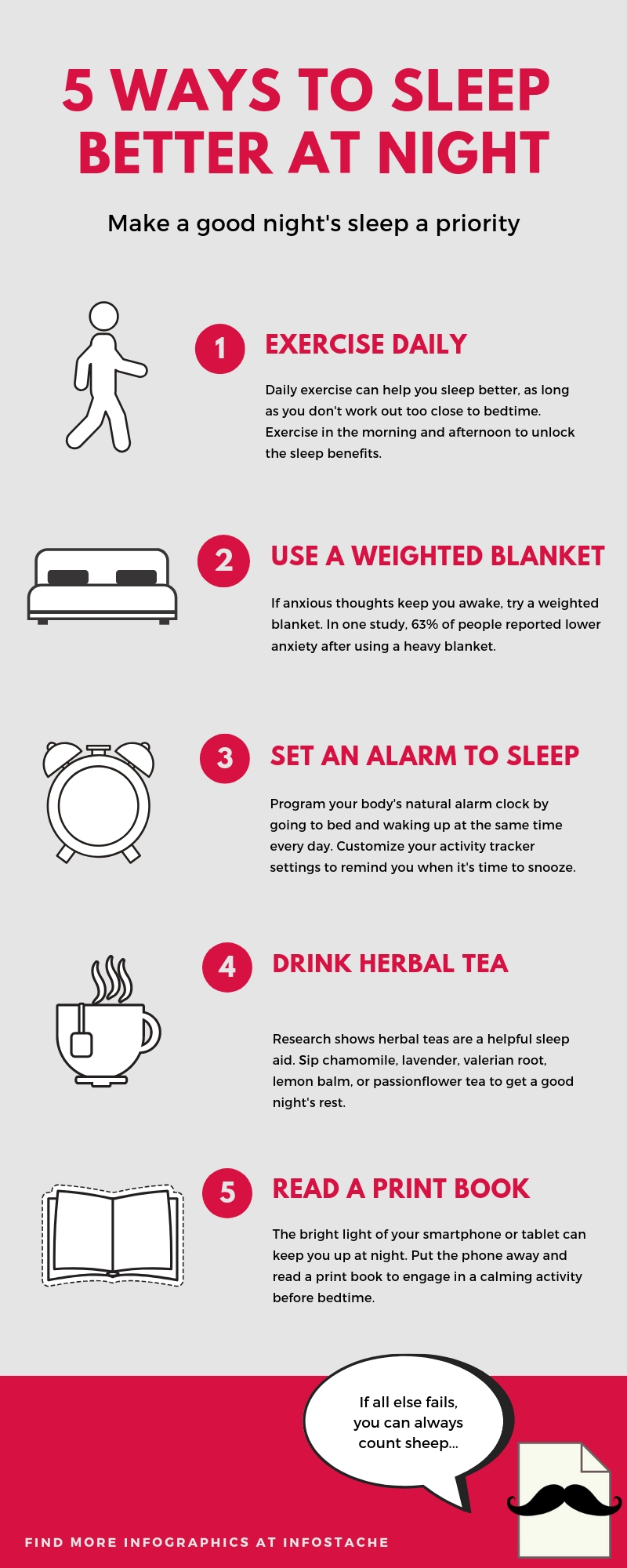 5 Ways to Sleep Better at Night - Infographic
