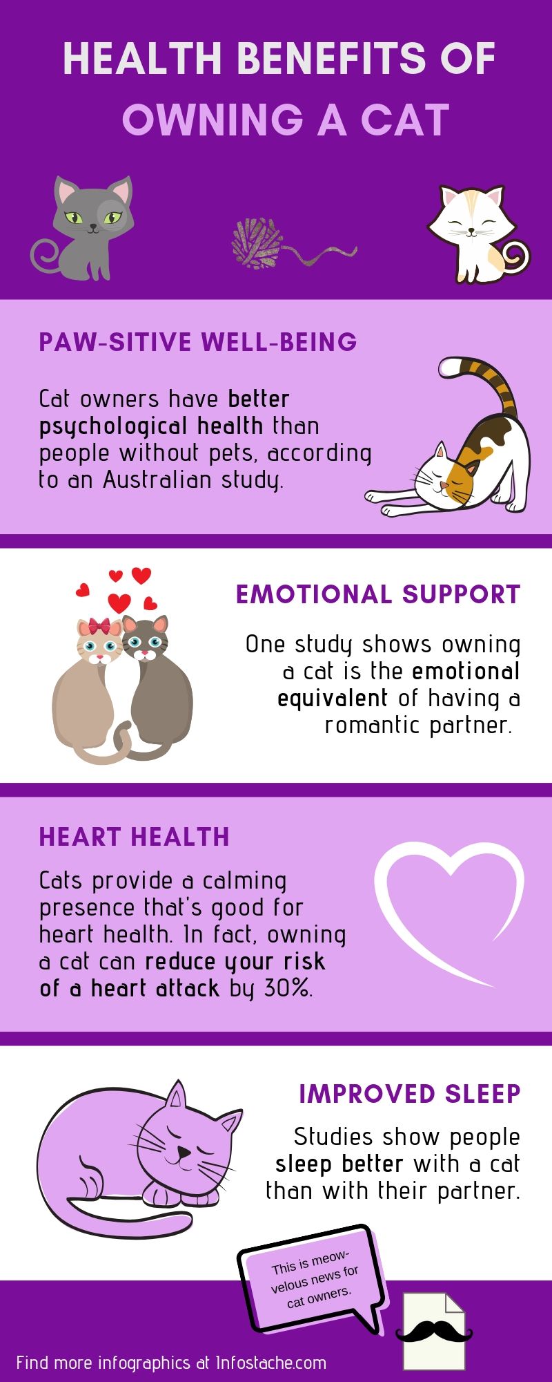 Health Benefits of Owning a Cat - Infographic